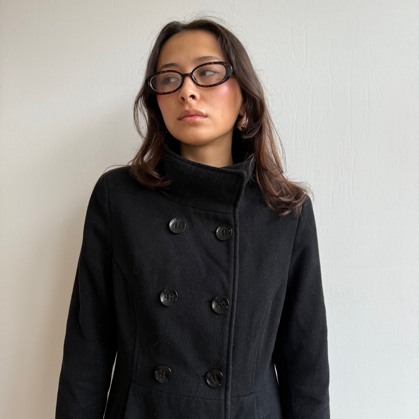 Black double breasted coat - Size S