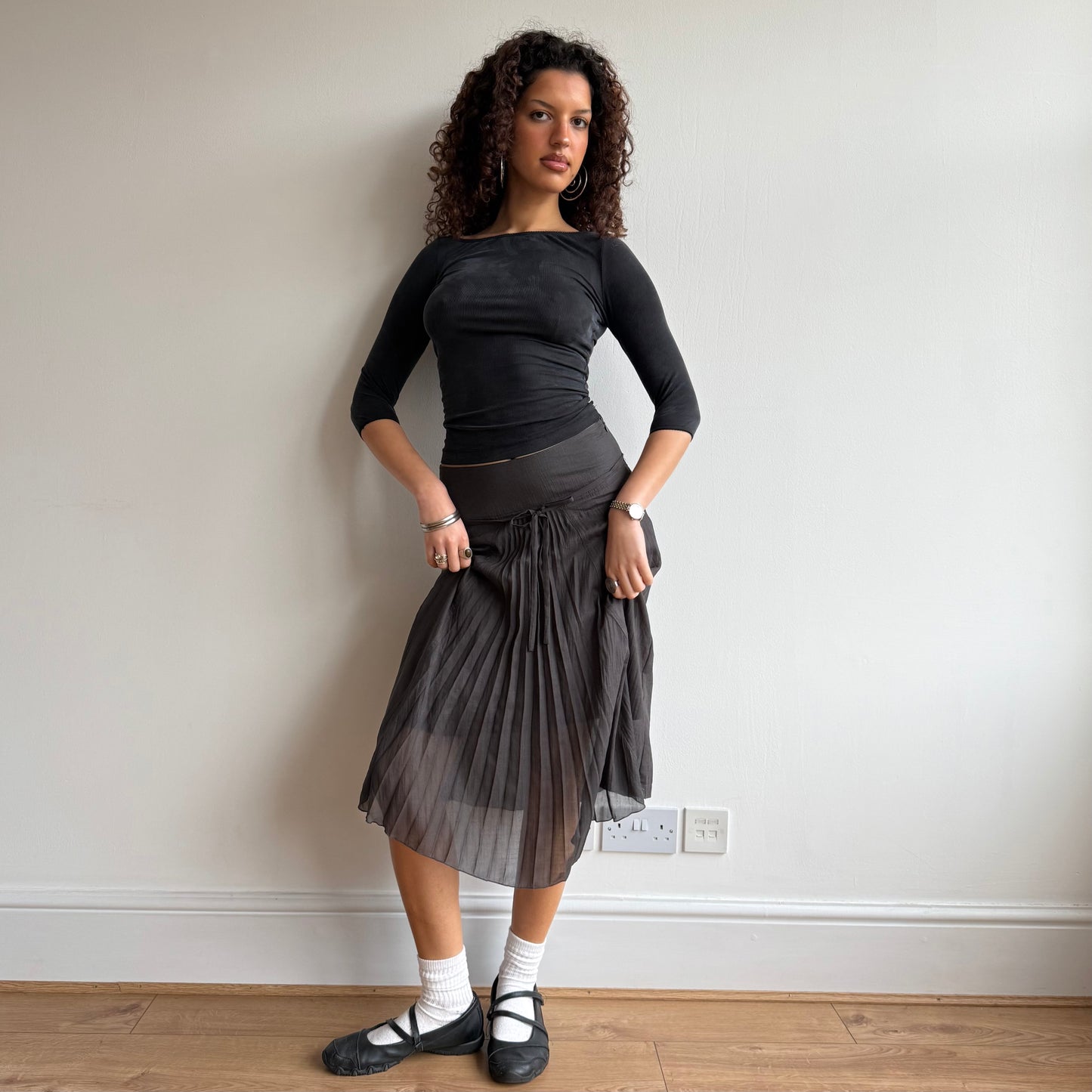 Brown plisse skirt - Size S