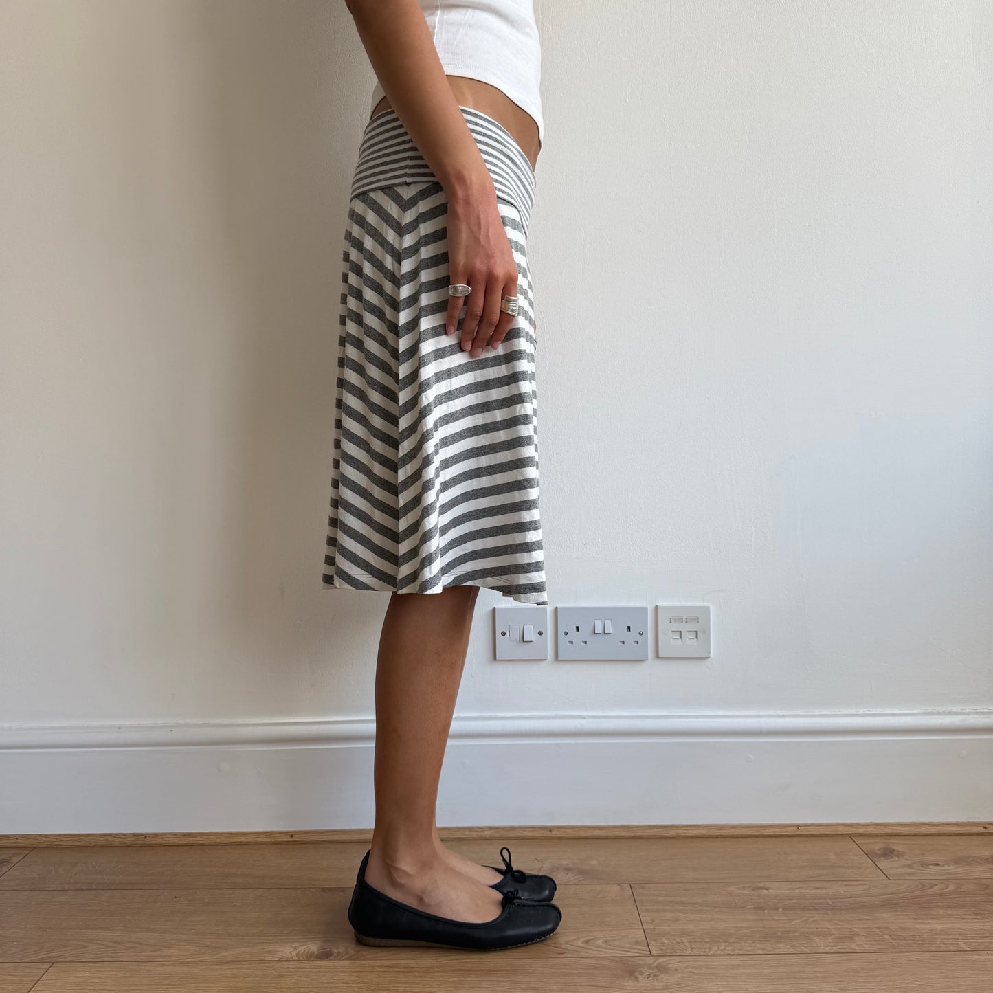 Grey striped midi skirt - Size L