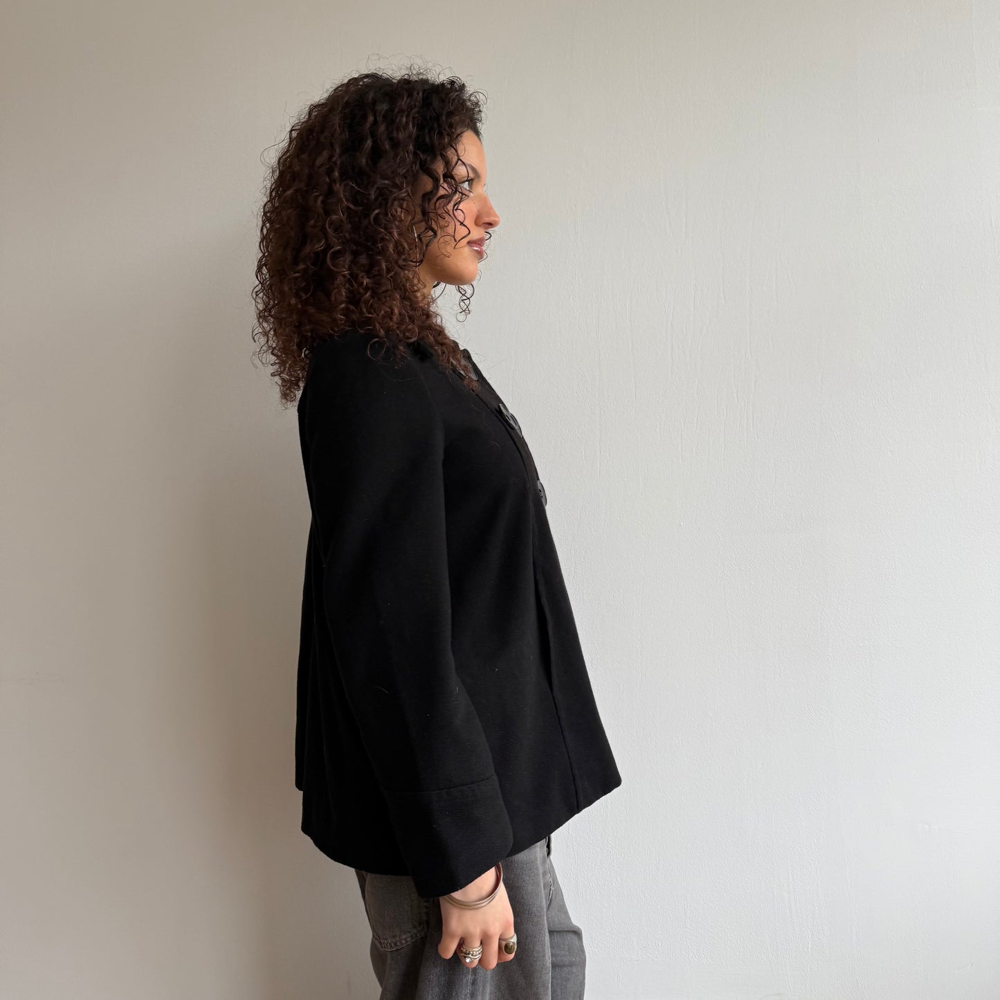 Black button peacoat - Size M/L