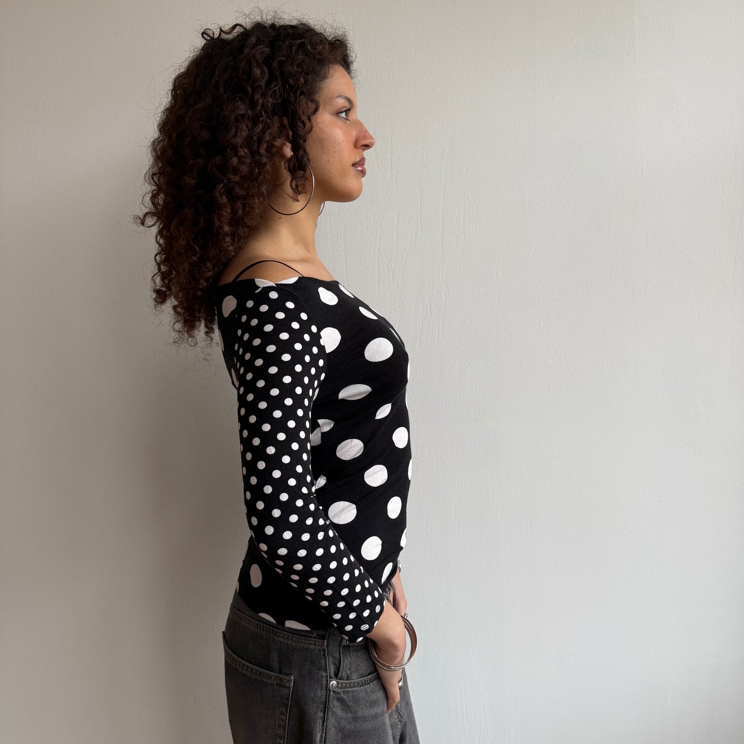 Polka dot 3/4 sleeve top - Size M