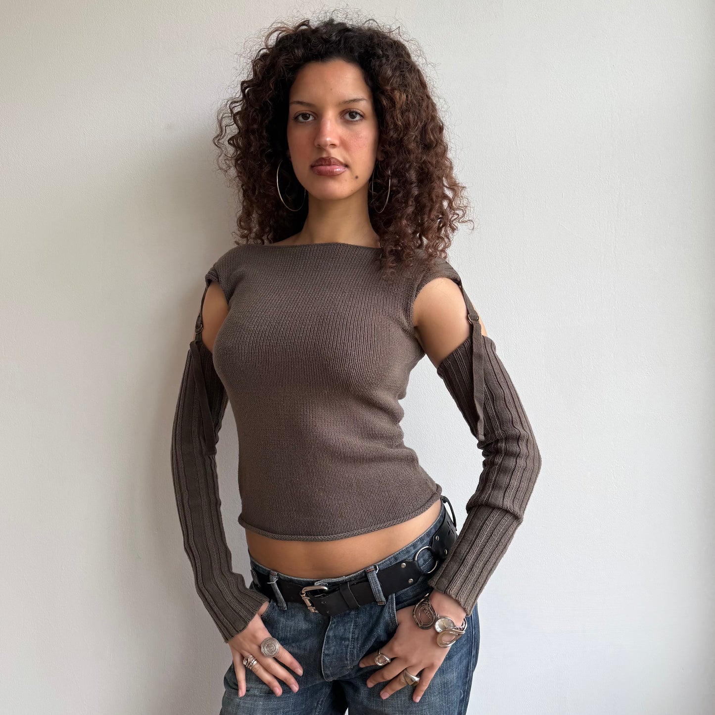 Khaki sleeveless knit - Size S