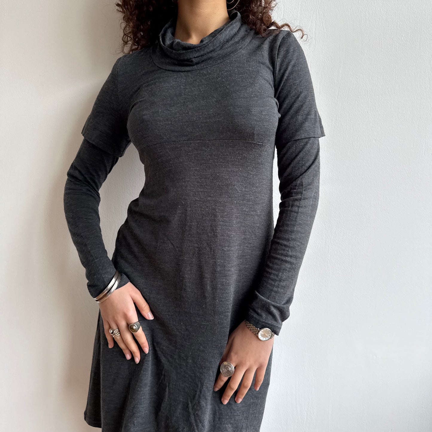 Grey roll neck dress - Size S/M
