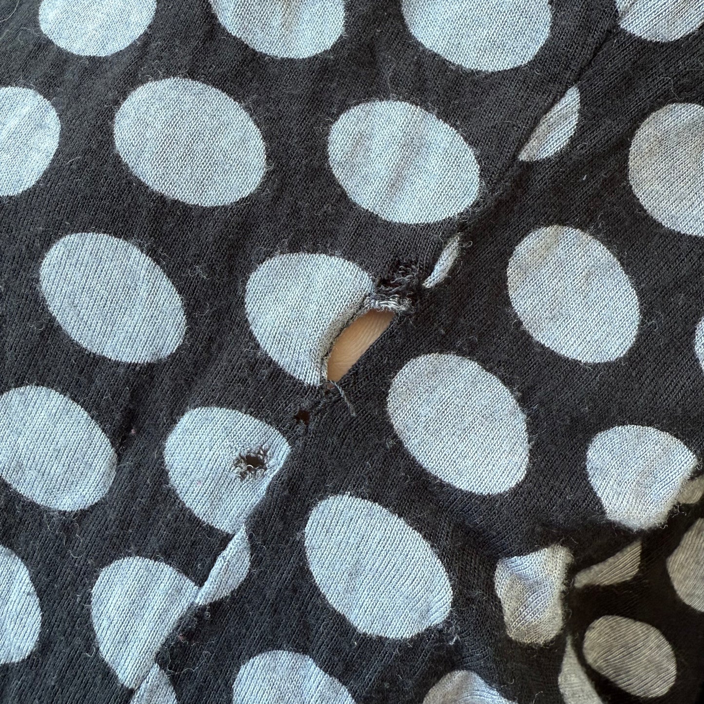 Black + grey polka dot wrap top - Size M