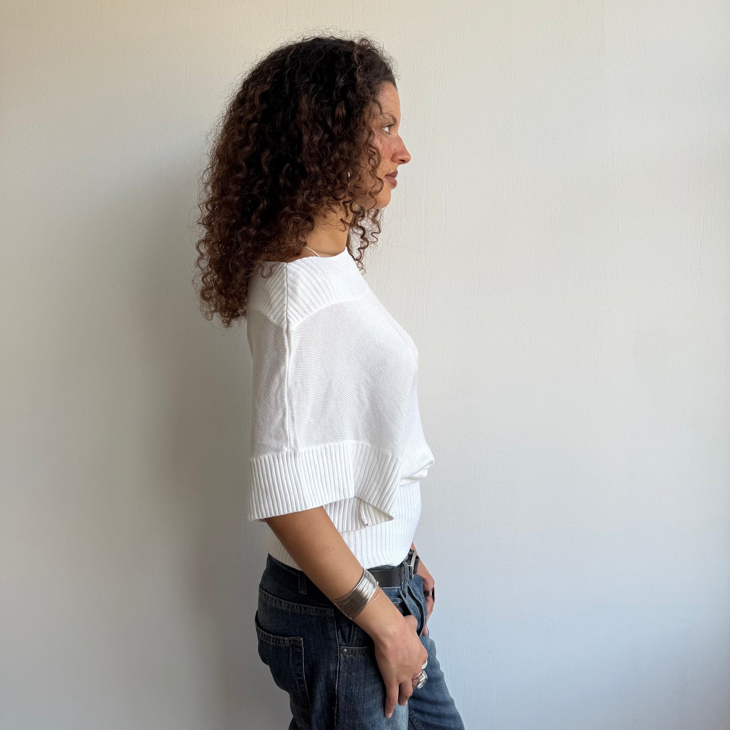White slouchy knit jumper - Size S