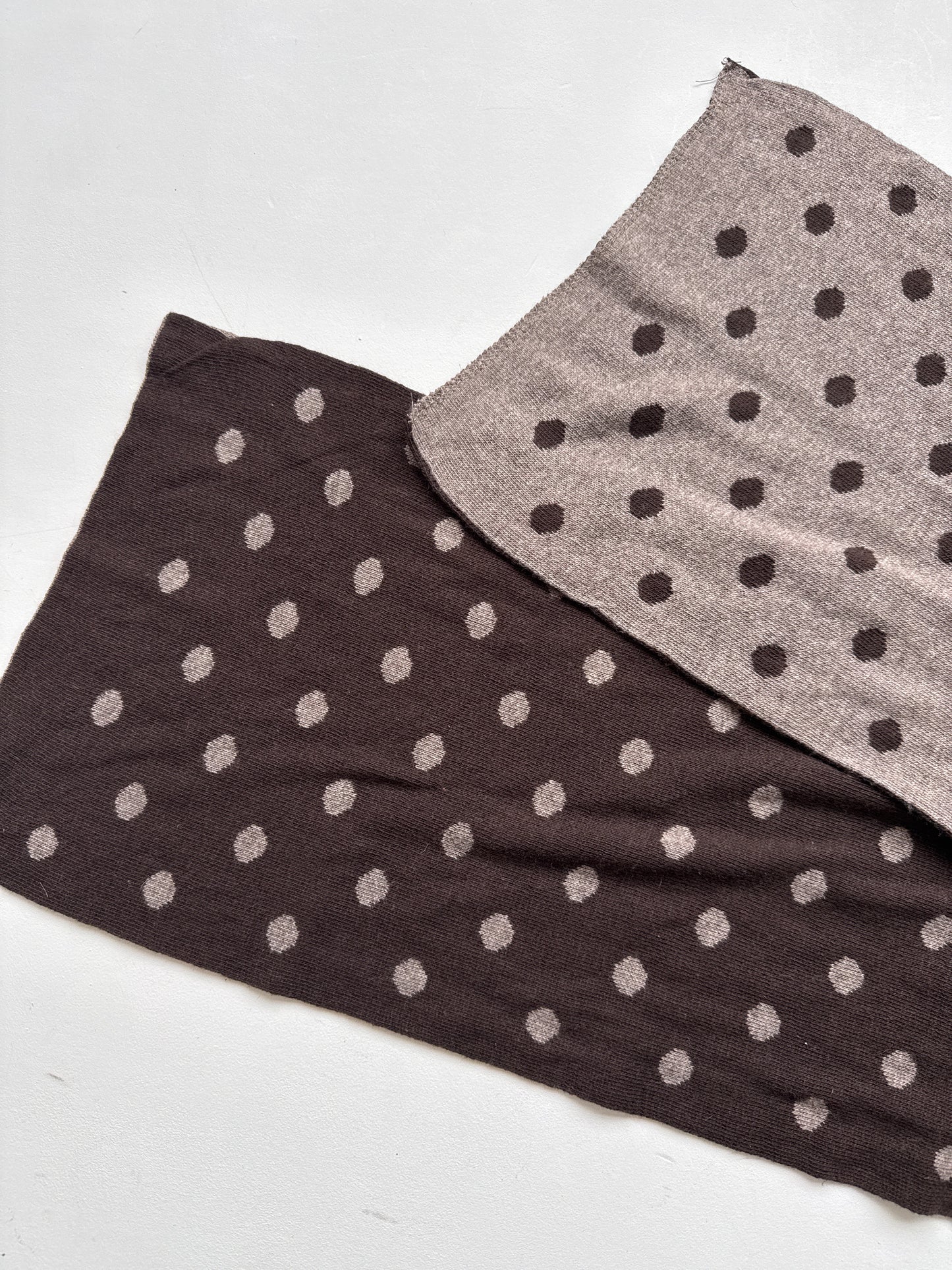 Brown polka dot reversible scarf