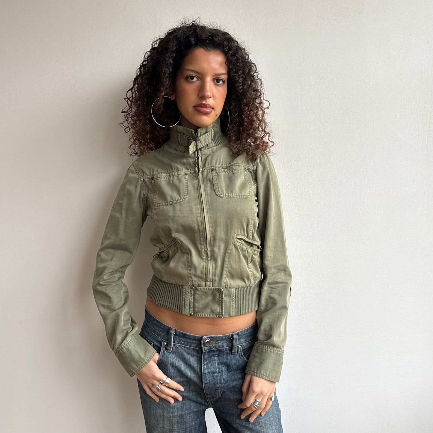 Green cargo bomber jacket - Size S/M