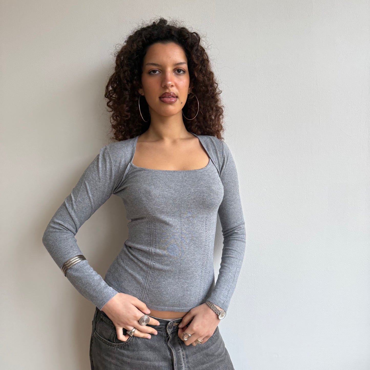 Grey long sleeve knit - Size S