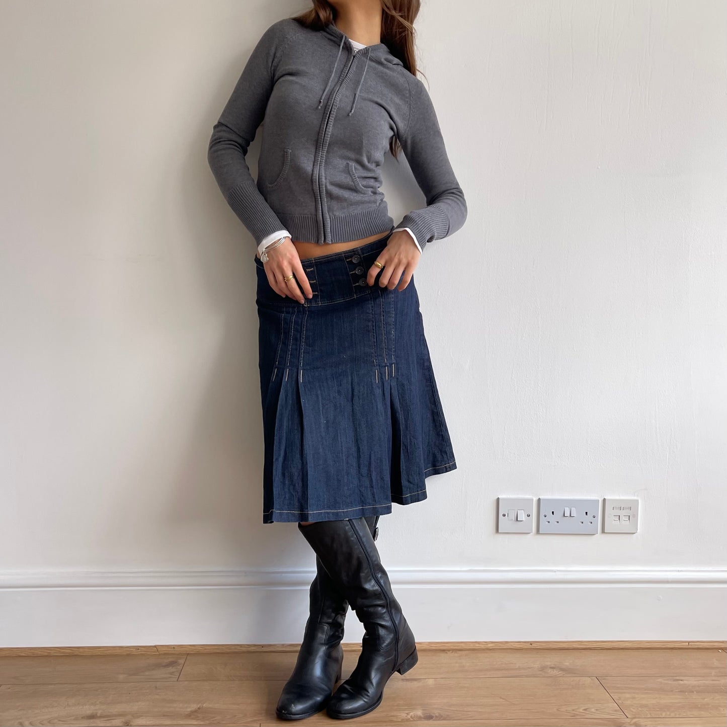 Grey knit hoodie - Size XS