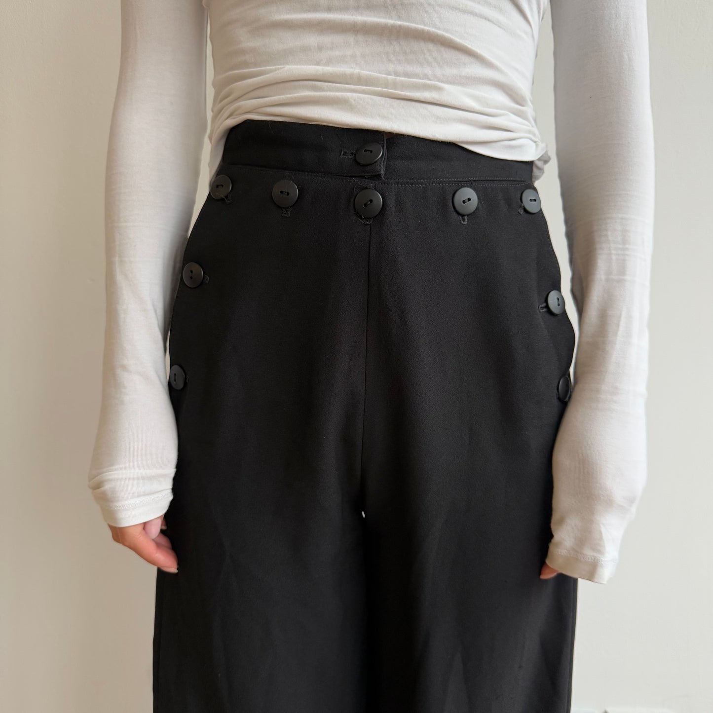 Black button front trousers - Sizes XXS and S
