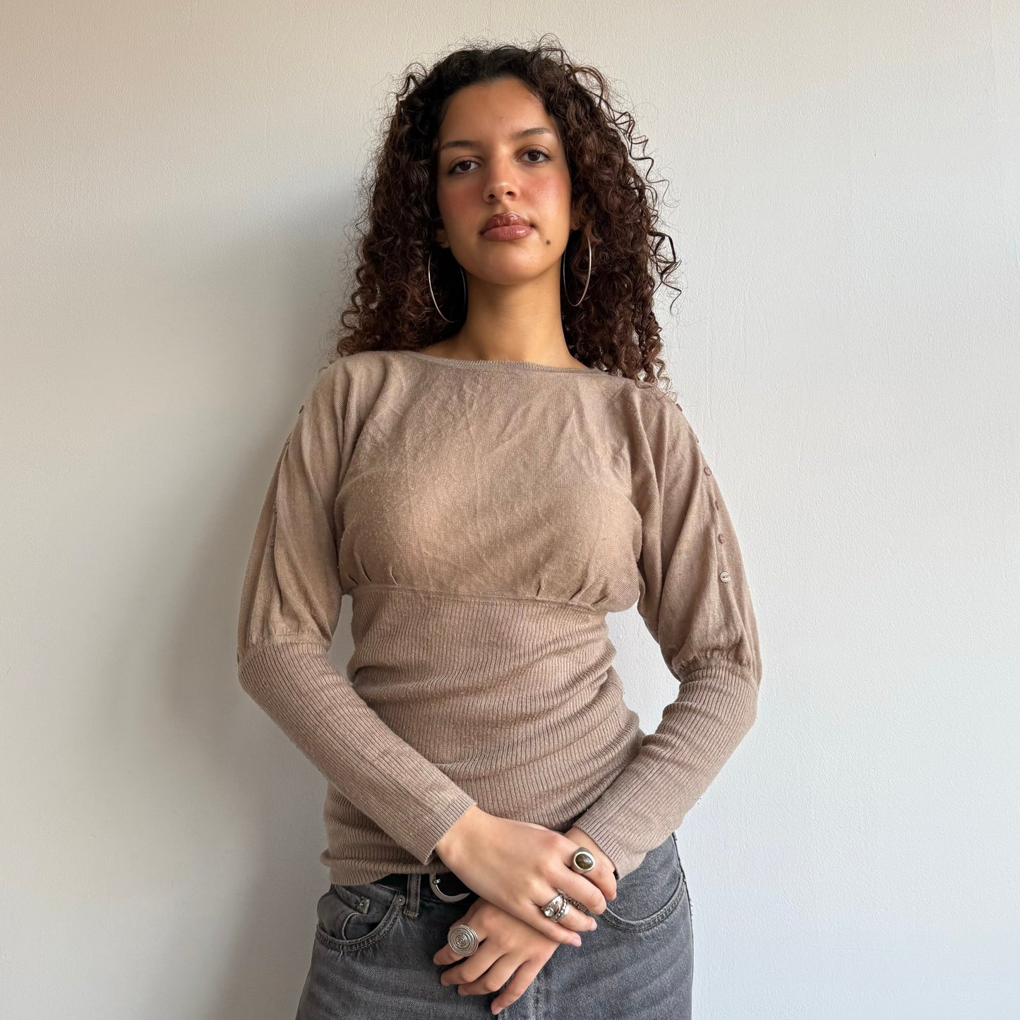 Beige wide sleeve knit - Size S