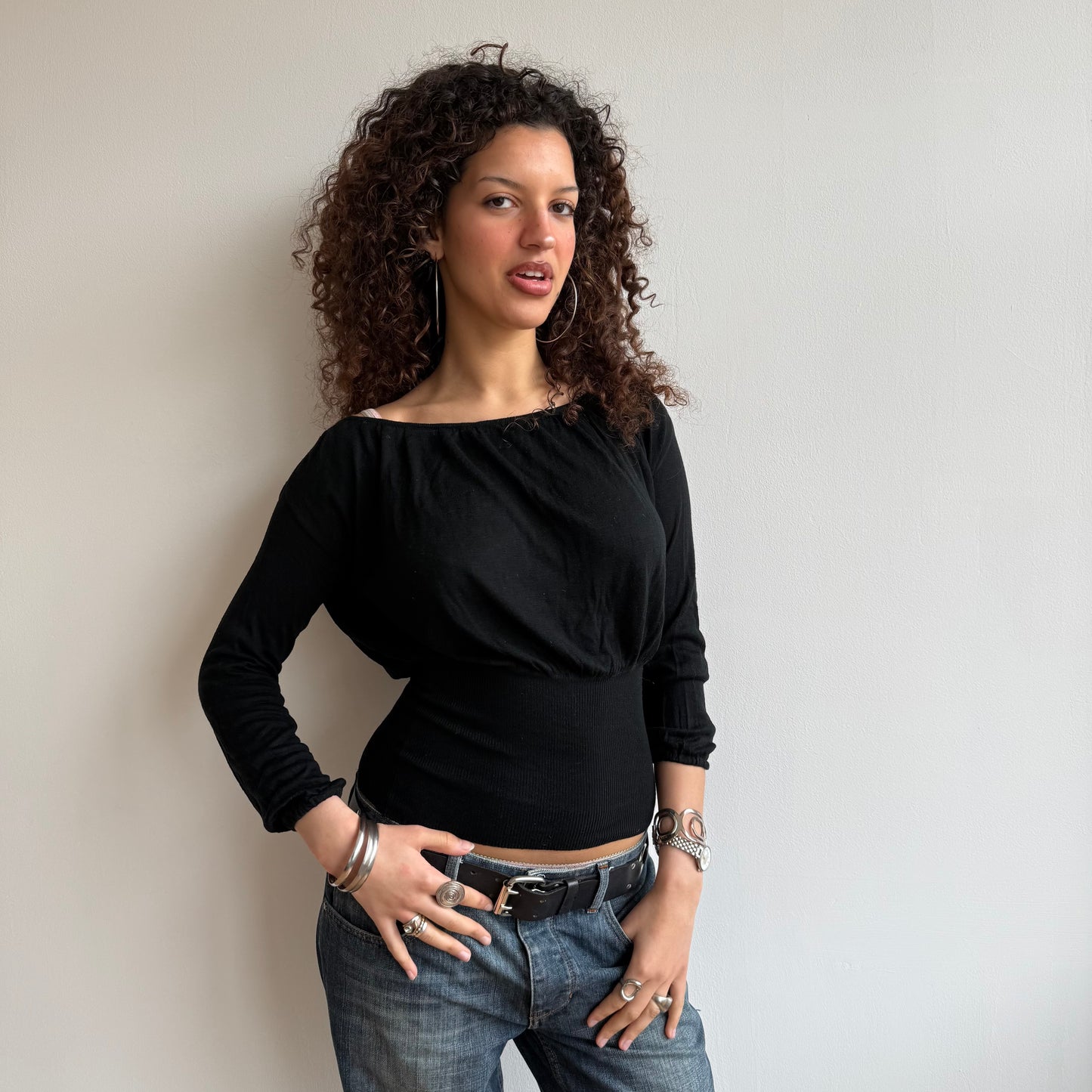 Black slouchy keyhole knit - Size S