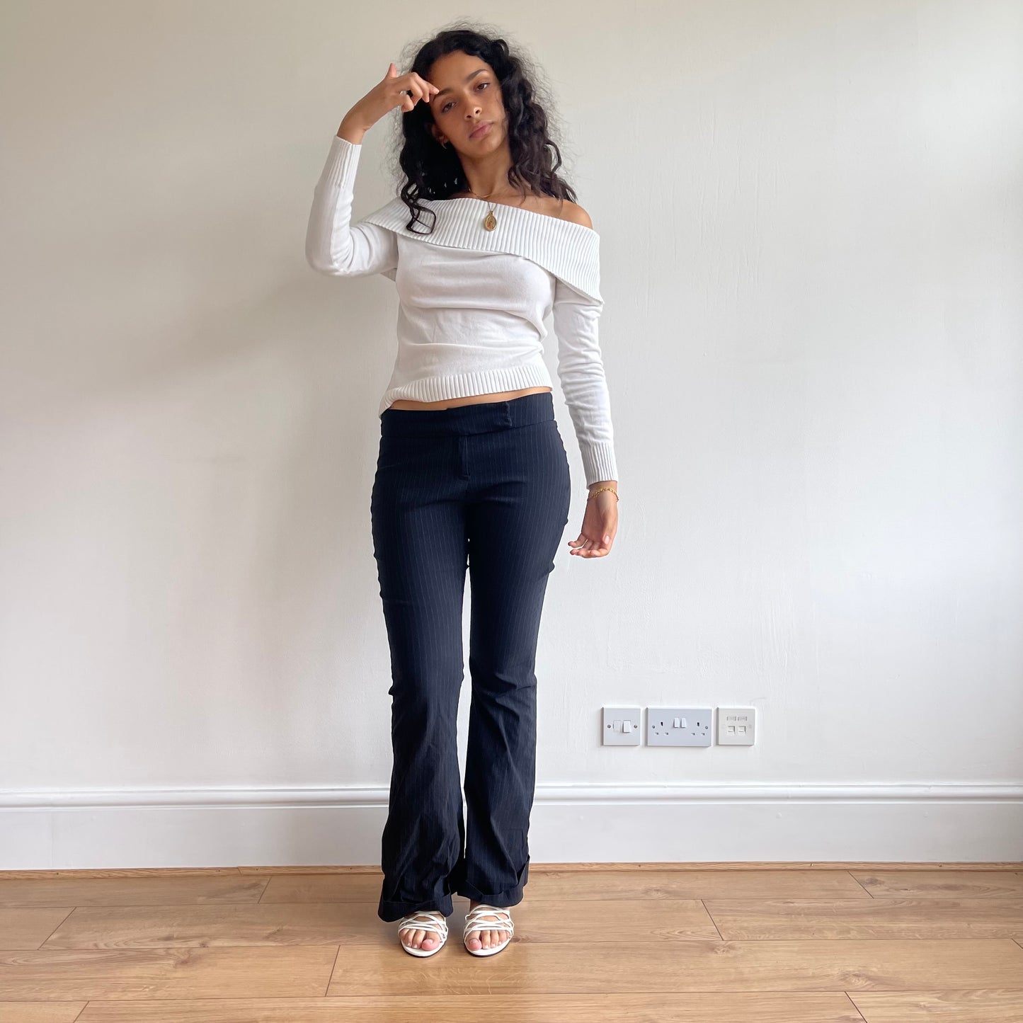 Black pinstripe trousers - Size XS