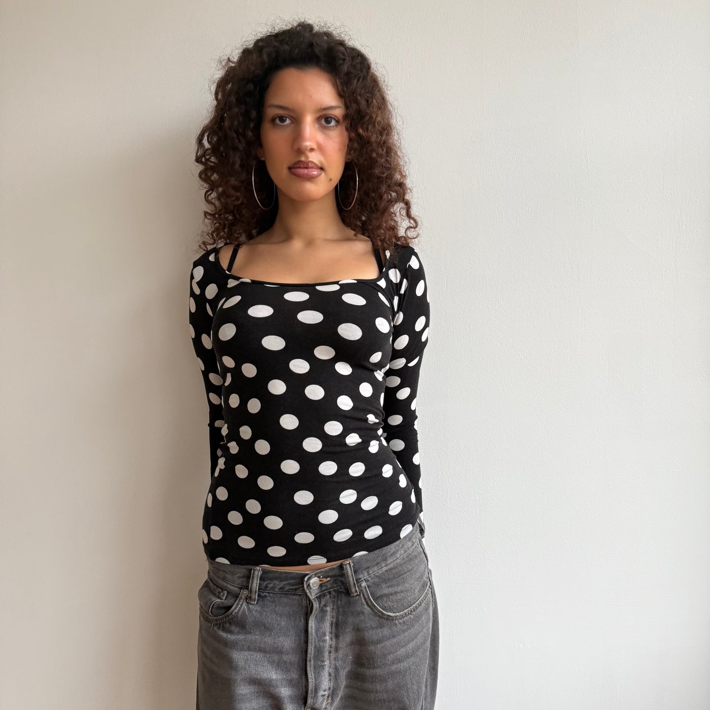 Polka dot long sleeve top - Size S