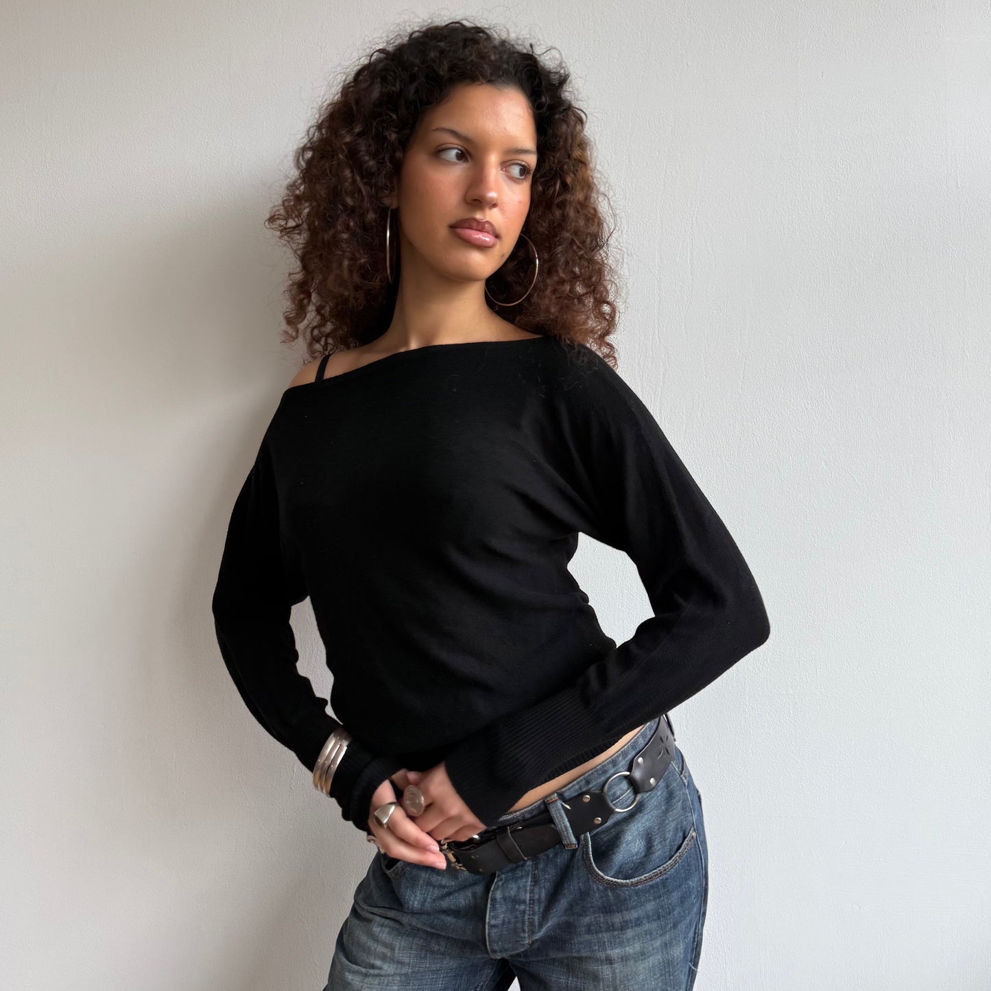 Black slouchy knit jumper - Size S