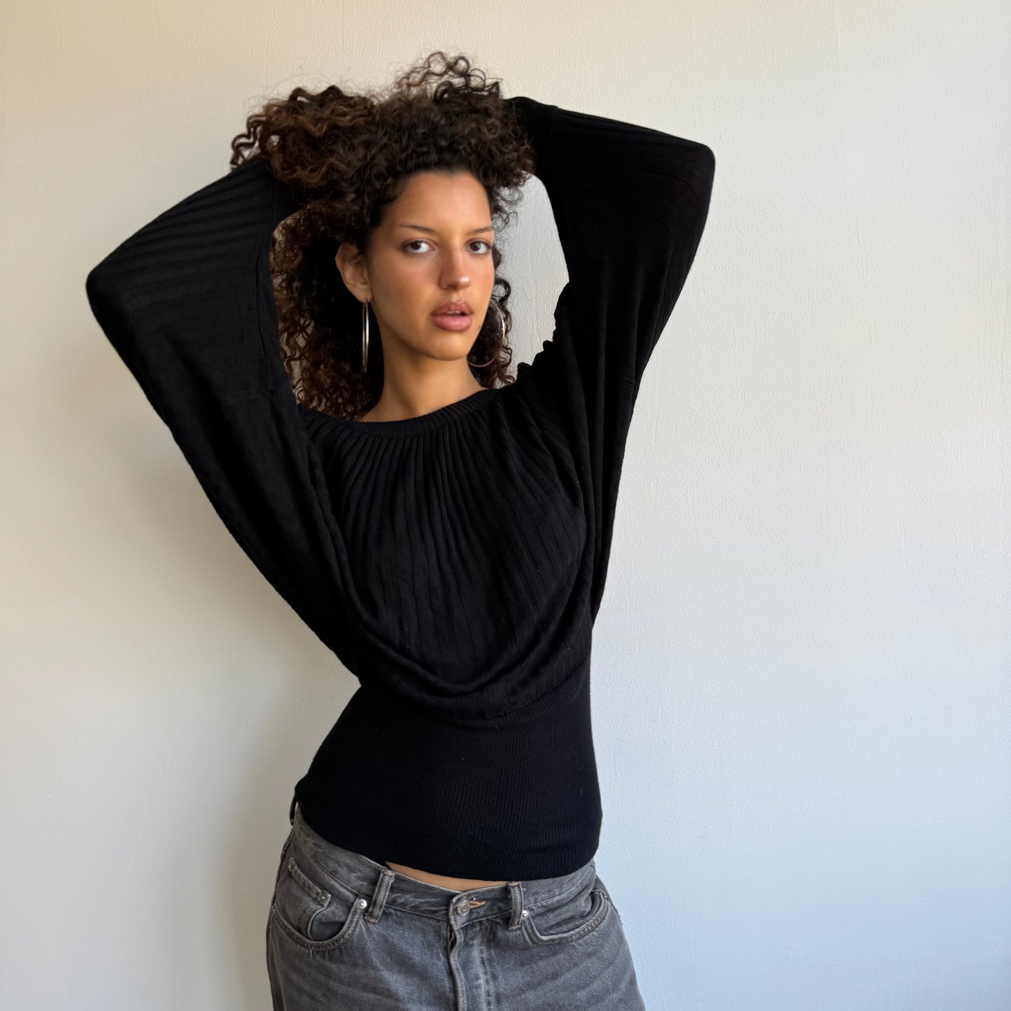 Black slouchy knit jumper - Size M