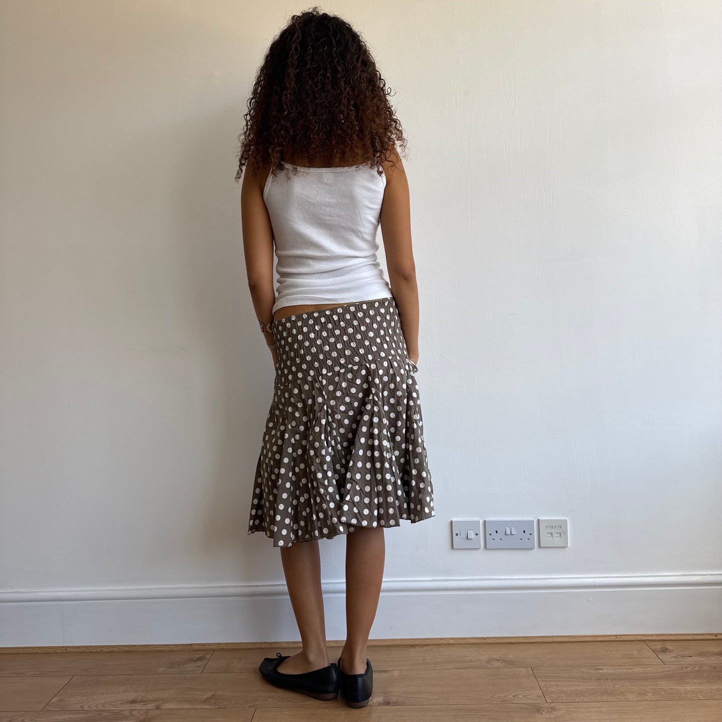 Brown polka dot midi skirt - Size S/M