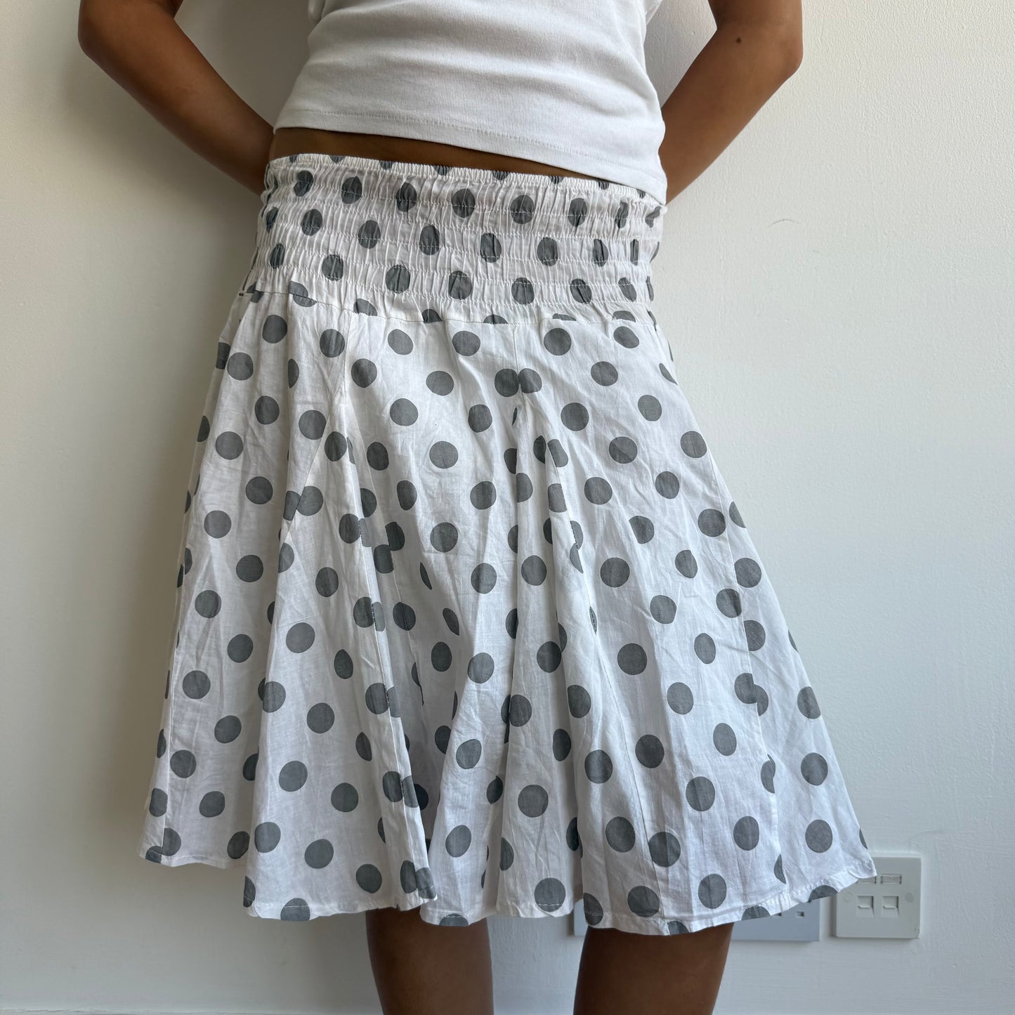 White polka dot midi skirt - Size S