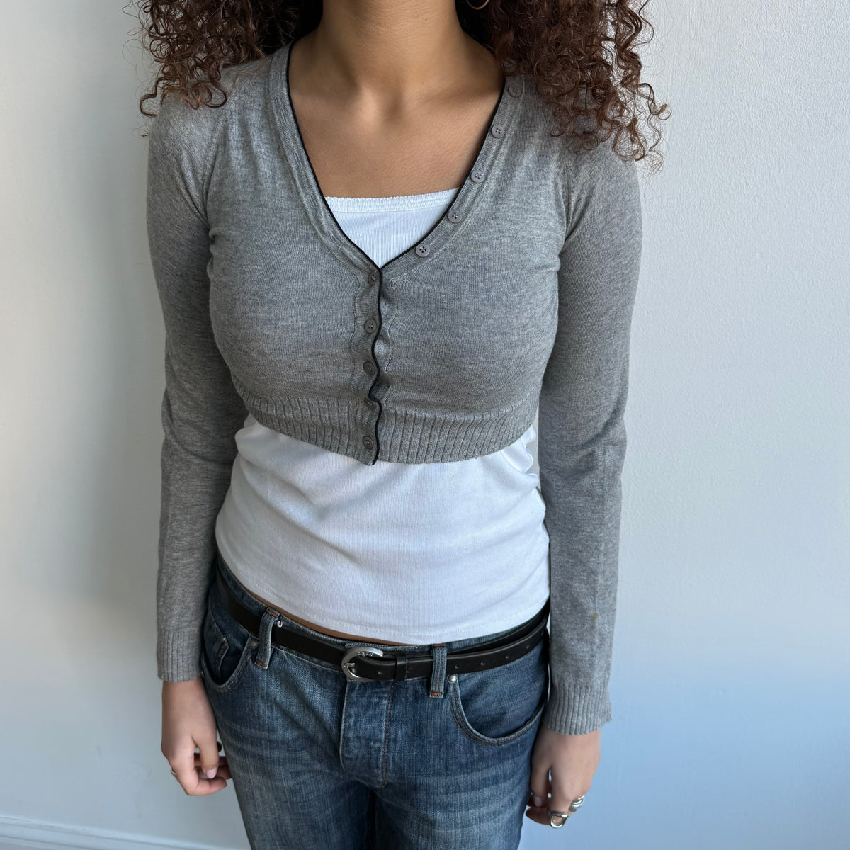 Cop Copine grey cropped cardi - Size S