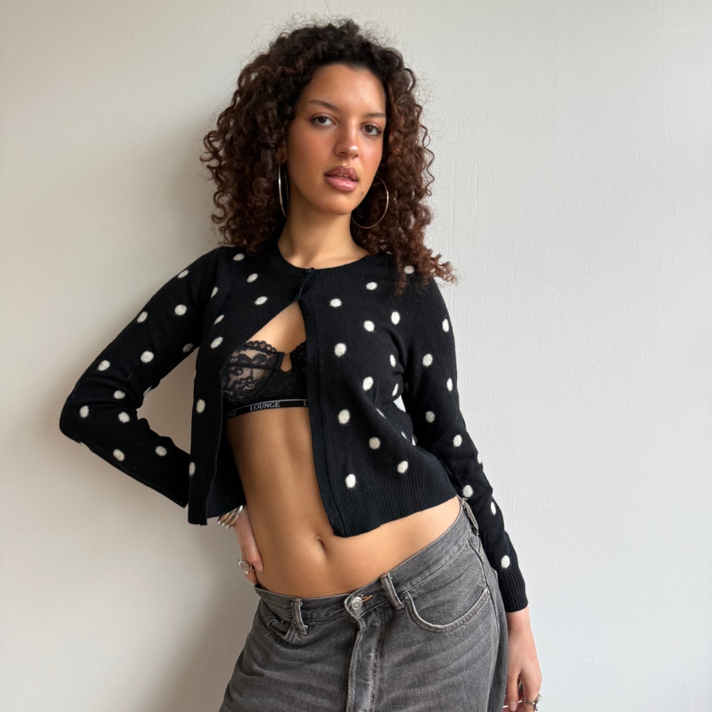 Black polka dot cardi - Size XS/S