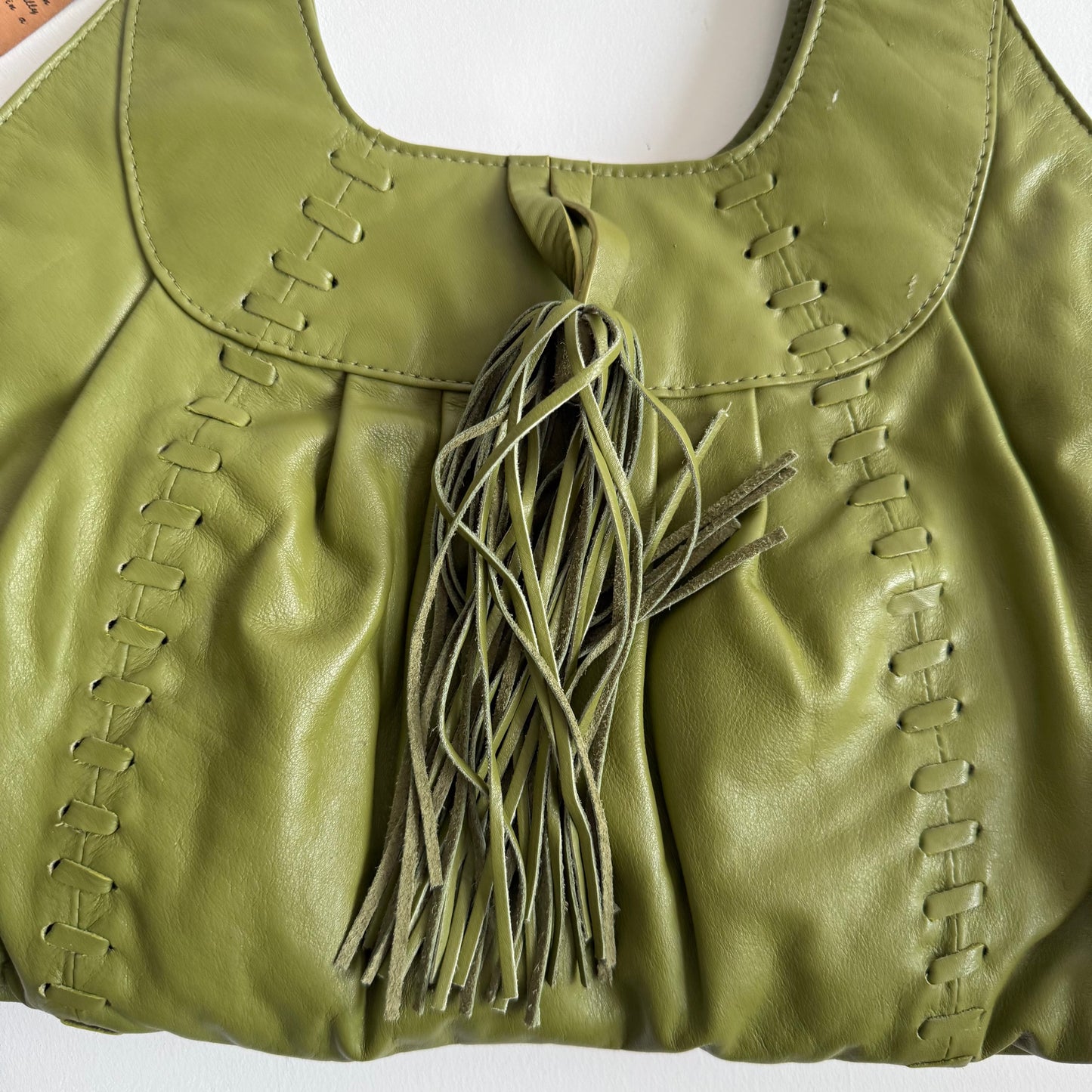 Green leather bag BWT