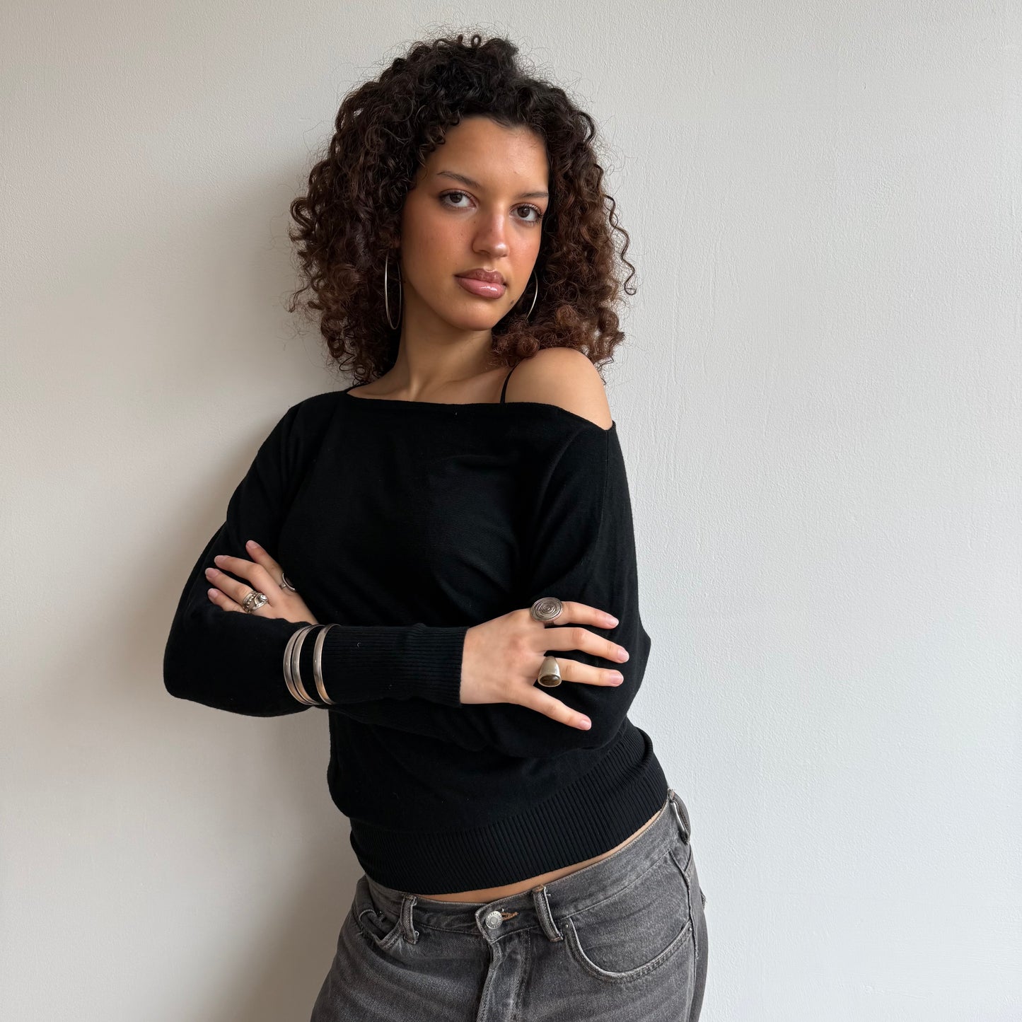 Black slouchy knit jumper - Size S/M