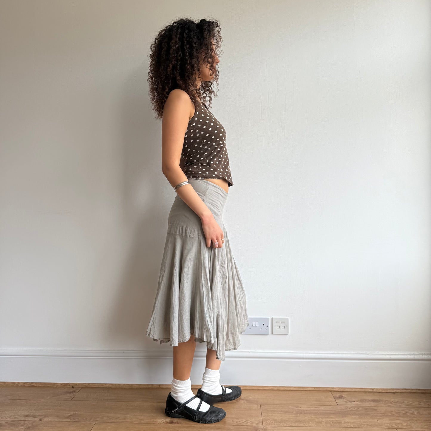 Grey floaty midi skirt - Size S
