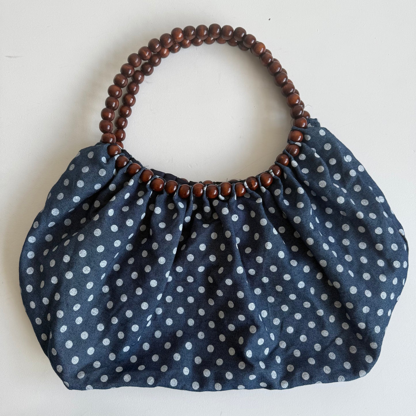 Blue polka dot beaded bag