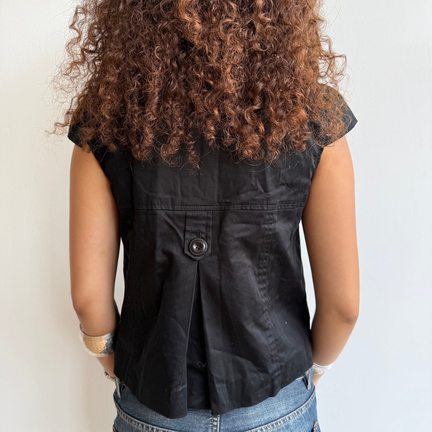 Black short sleeve peacoat - Size S