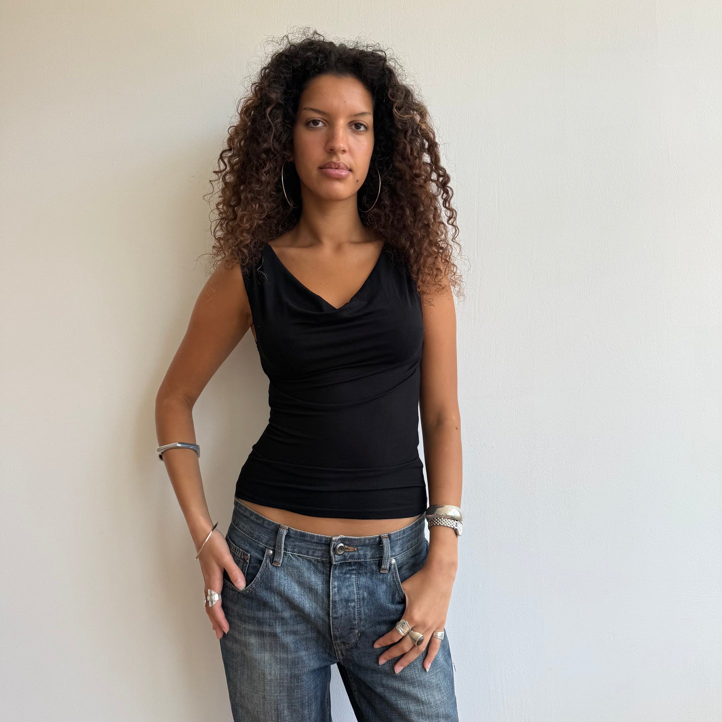 Black stretchy 3-way top - Size S