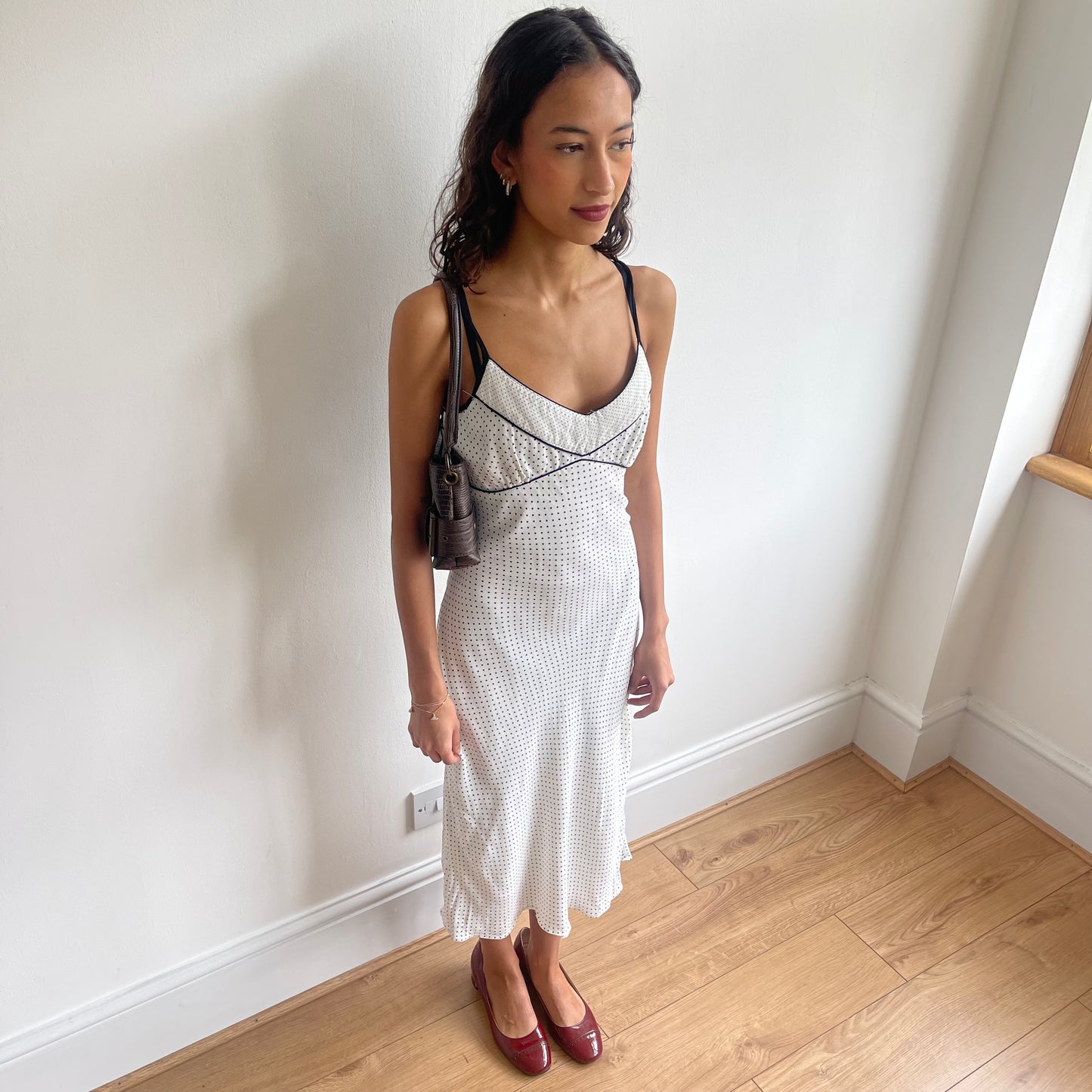 White polka dot midi dress - Size XS/S