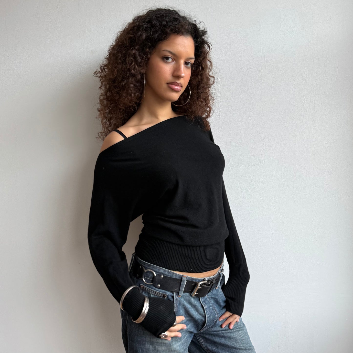 Black slouchy knit jumper - Size S