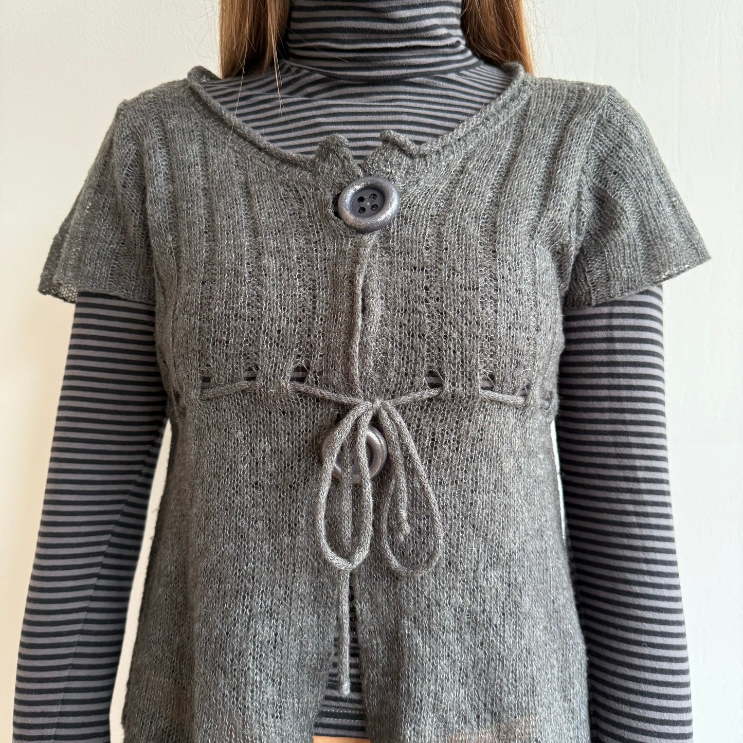 Grey and black stripe roll neck - Size S