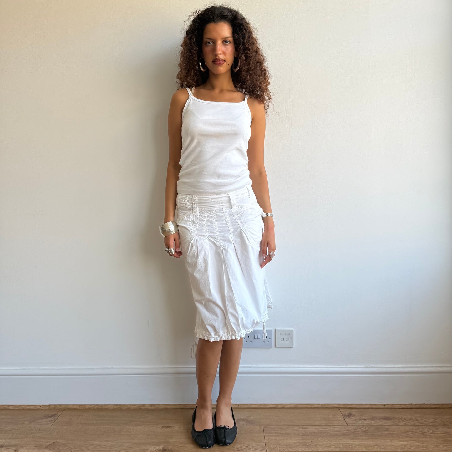 White ruched cargo skirt - Size S