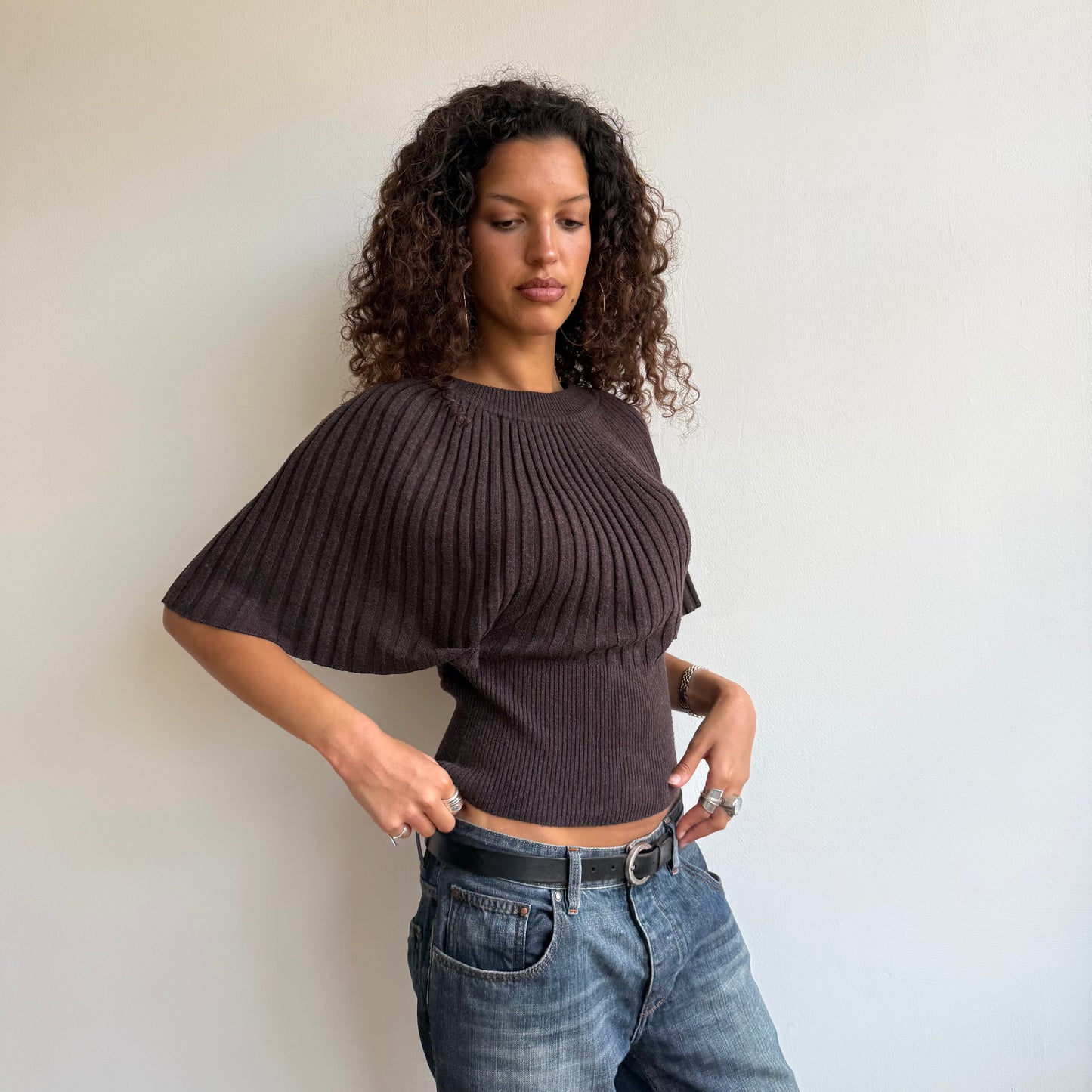 Brown batwing knit - Size S