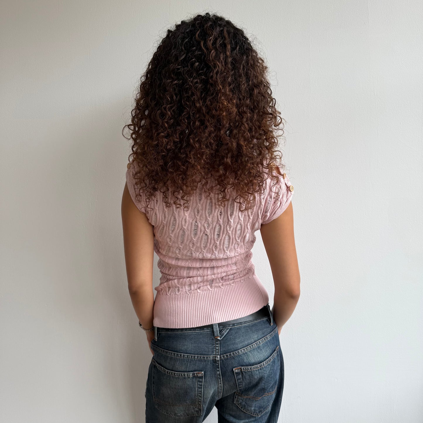 Pink bardot button knit - Size S