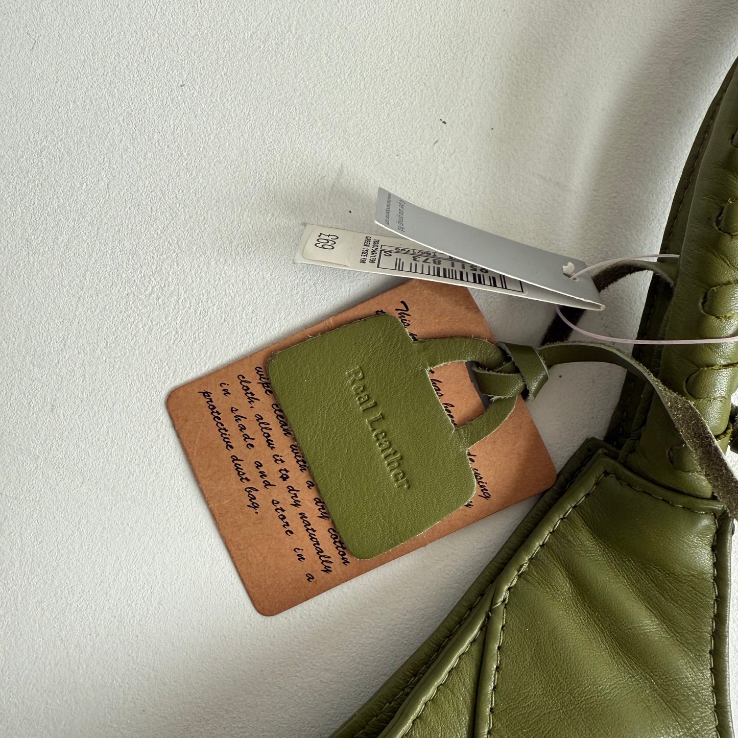 Green leather bag BWT