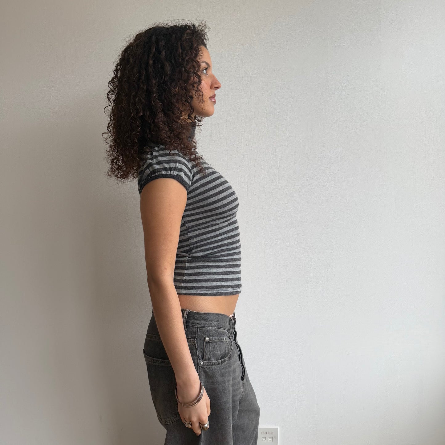 Grey stripe roll neck - Size S