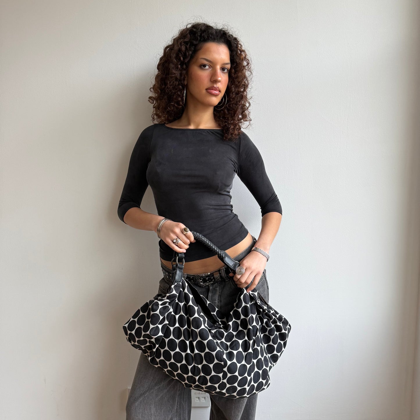 Polka dot slouchy bag - OS