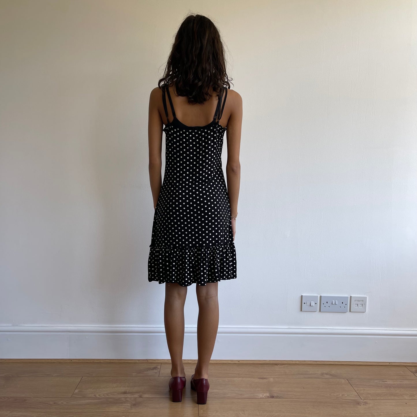 Black polka dot cami dress - Size S