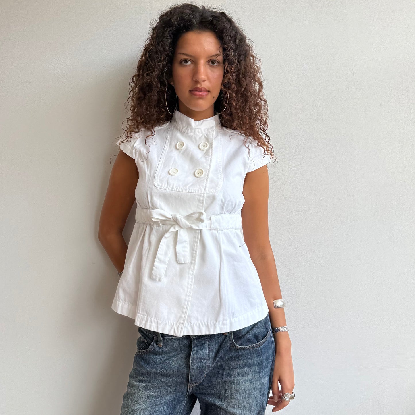 White short sleeve peacoat - Size M