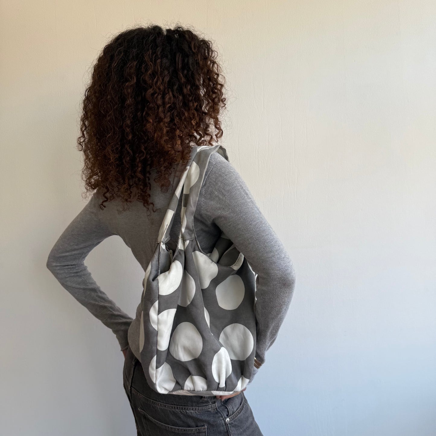 Grey polka dot bag