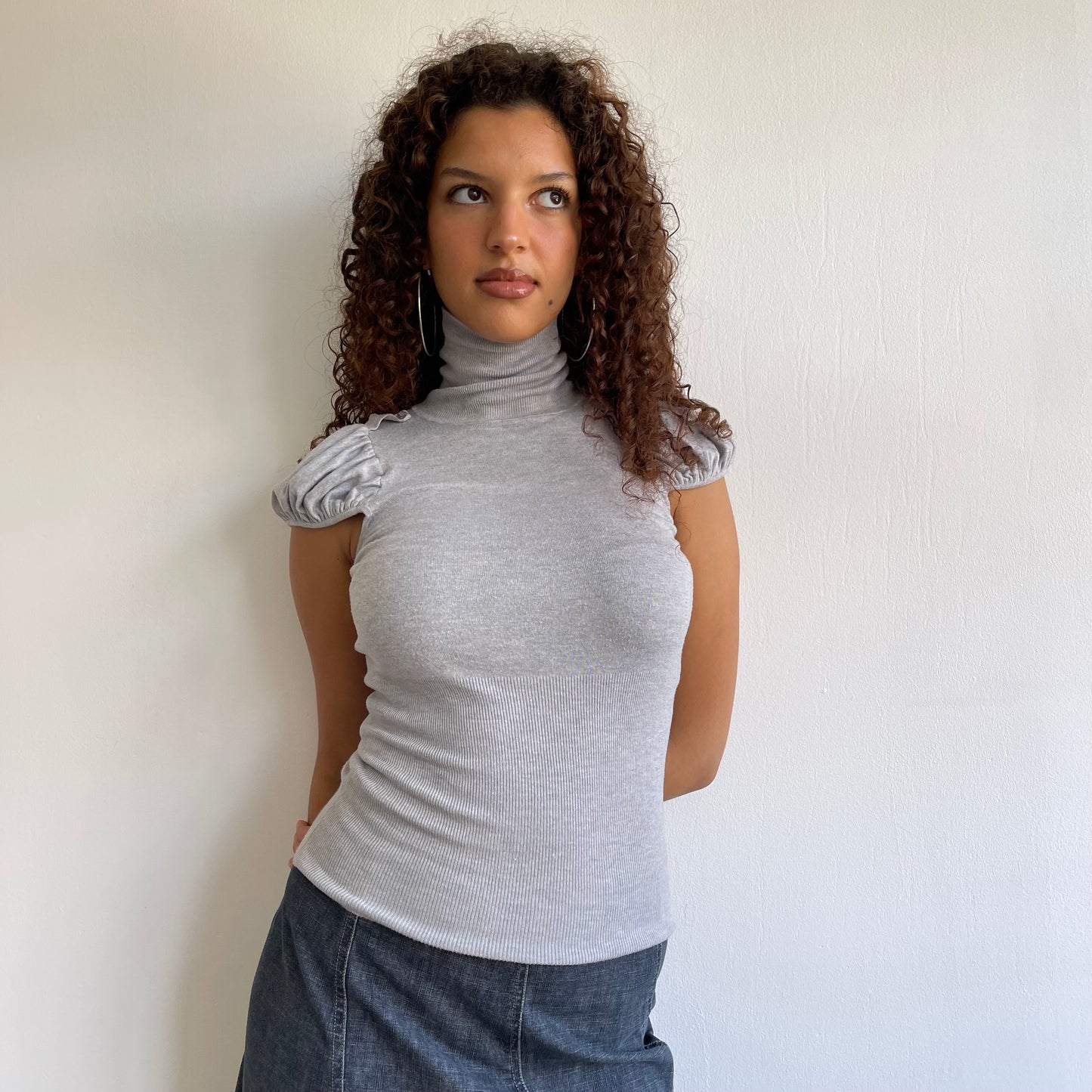 Grey puff sleeve roll neck - Size S