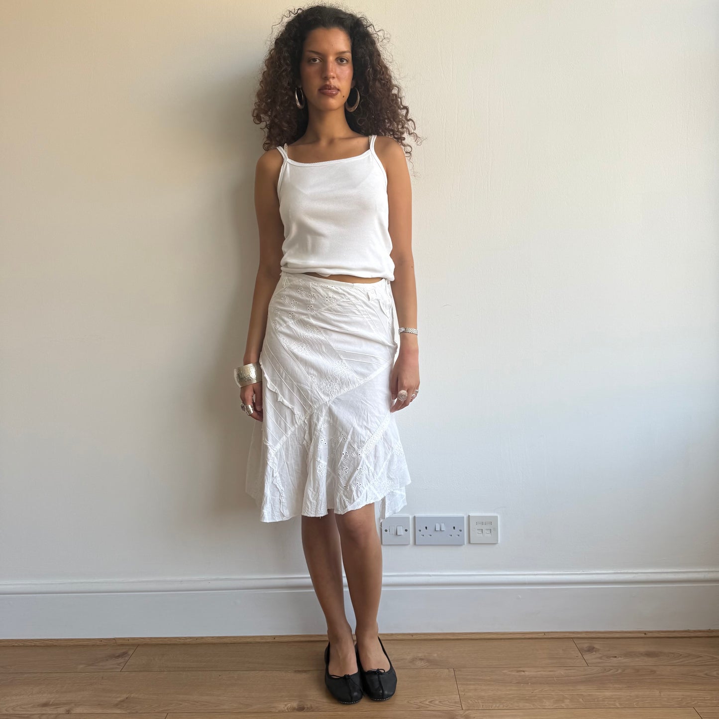 Broderie patchwork midi skirt - Size S