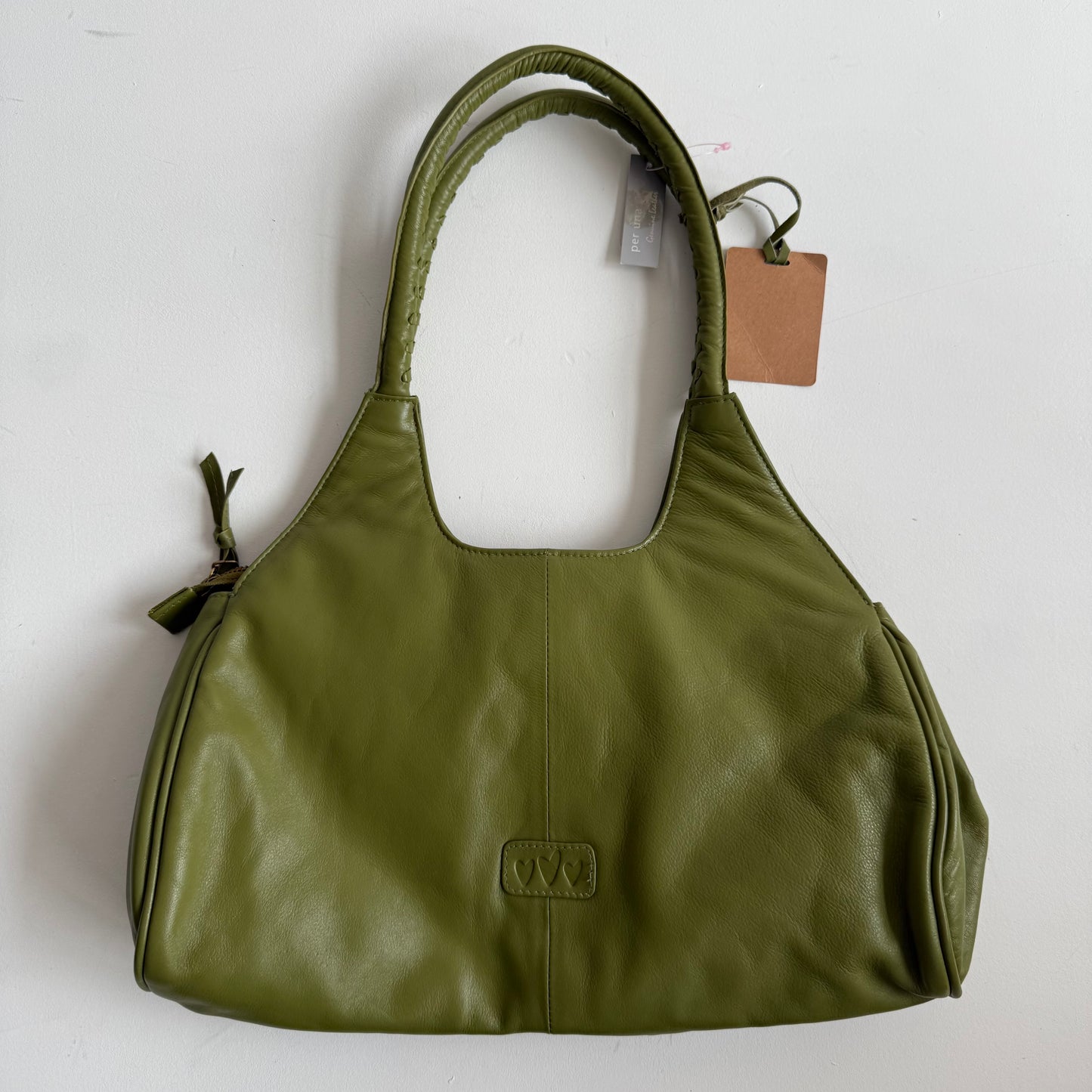 Green leather bag BWT
