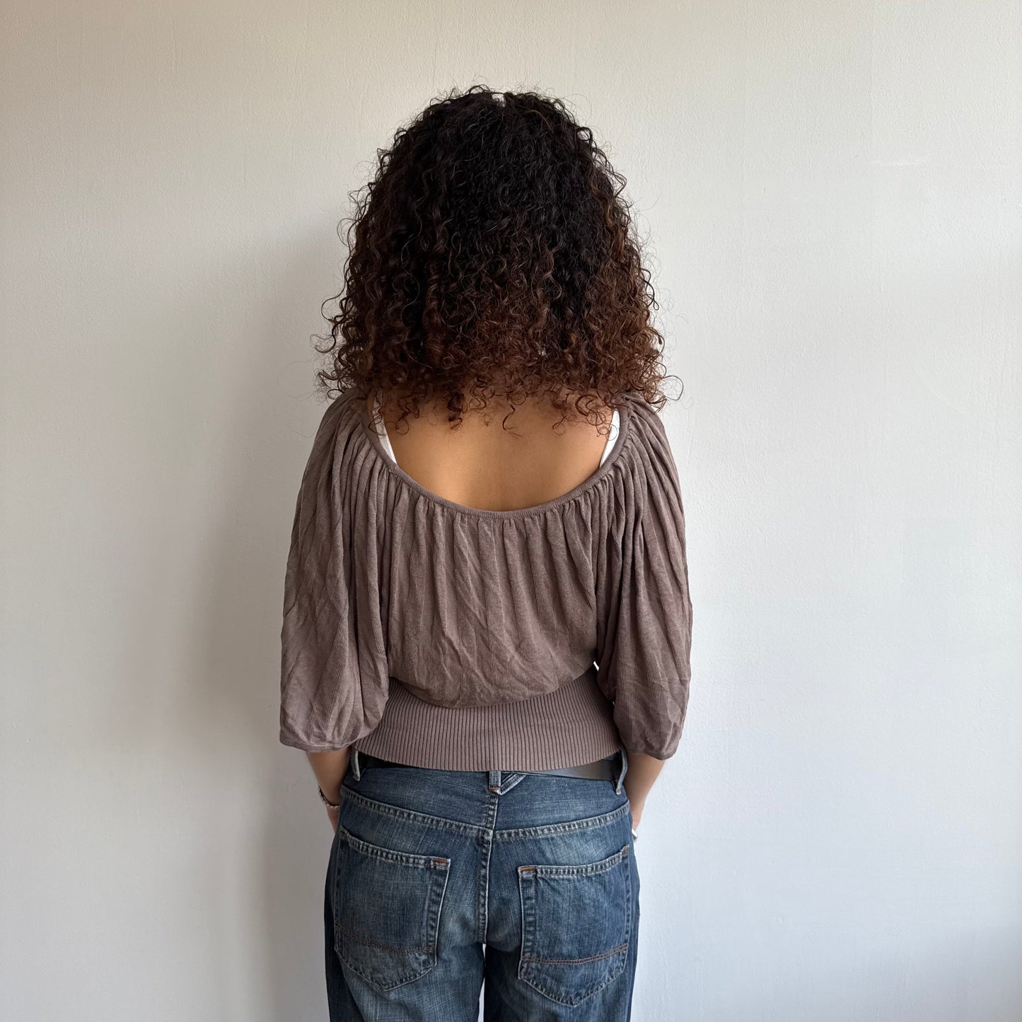 Taupe ribbed batwing knit - Size M