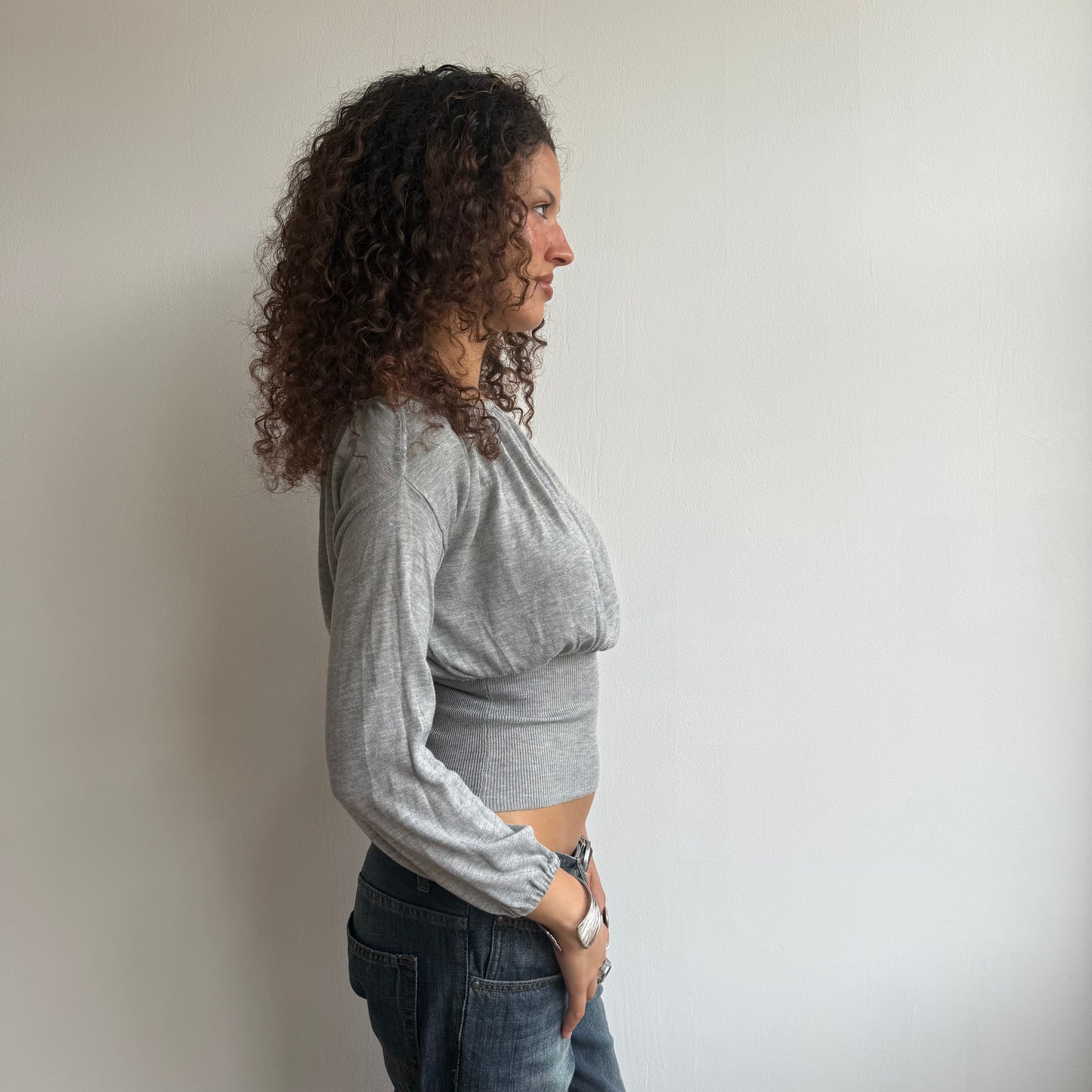 Grey slouchy keyhole knit - Size S