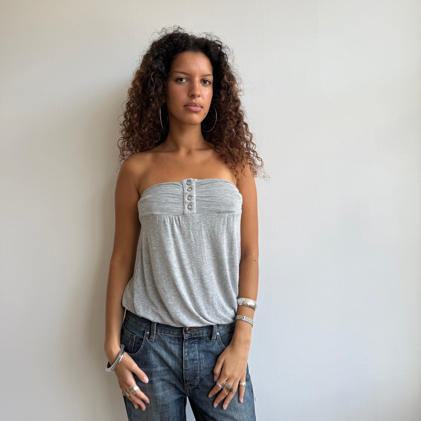 Grey button bandeau - Size S