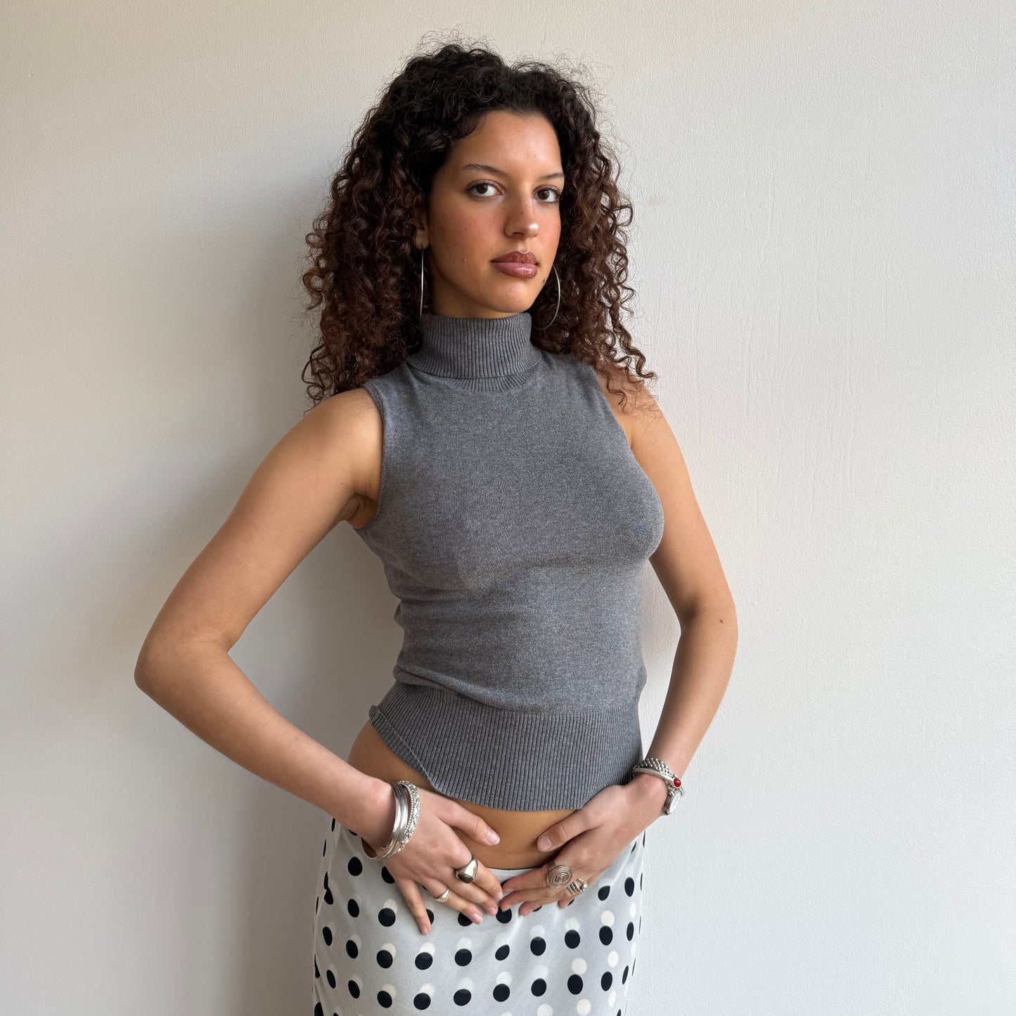 Grey sleeveless roll neck - Size S