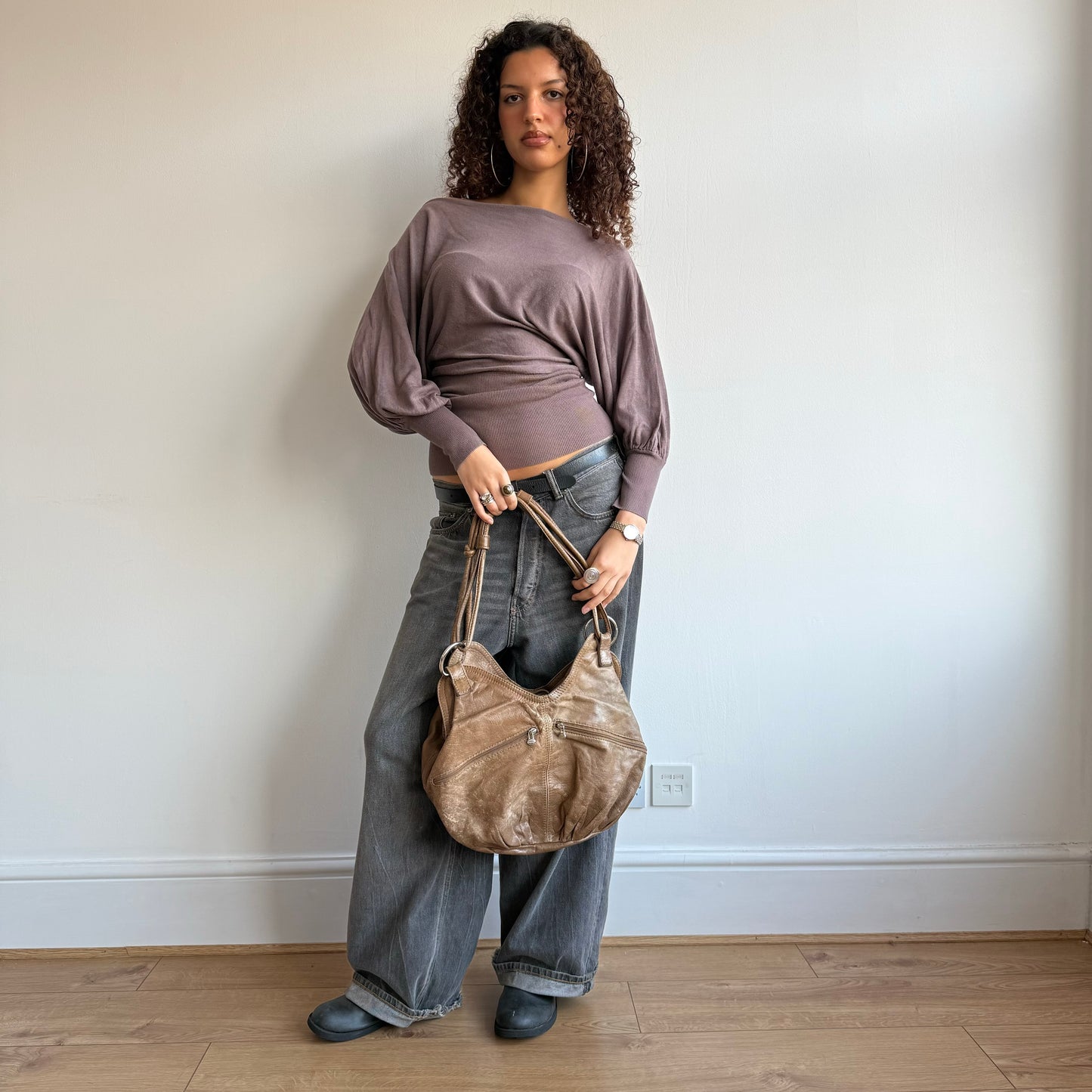 Brown slouchy bag